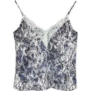 Socialite Lined Lace Trim Reptile Print Cami White Black Purple Small